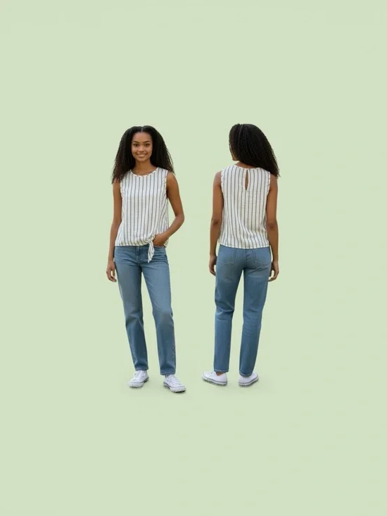 JOE FRESH Striped Sleeveless Tie Front Top – Size Medium - Picture 6 of 6